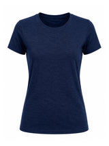 Ladies Crew Neck Short Sleeve Cotton Navy T-Shirt