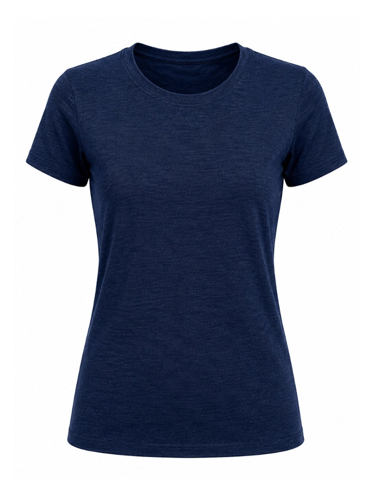 Ladies Crew Neck Short Sleeve Cotton Navy T-Shirt
