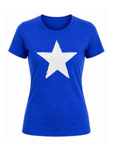 Ladies Short Sleeve Star Design Royal Blue T-Shirt