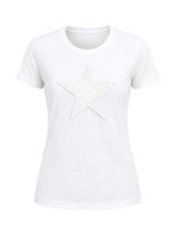 Ladies Short Sleeve Star Design T-Shirt White