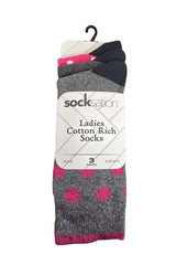 Ladies Modern GEO Patterned Cotton Socks 3 Pack