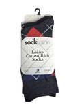 Ladies Timeless Argyle Diamond Patterned Socks 3 Pack