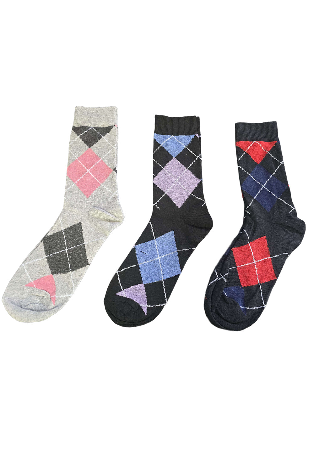 Ladies Timeless Argyle Diamond Patterned Socks 3 Pack