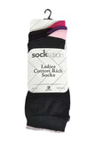 Ladies Cotton Rich Contrast Heel and Toe Socks 3 Pack