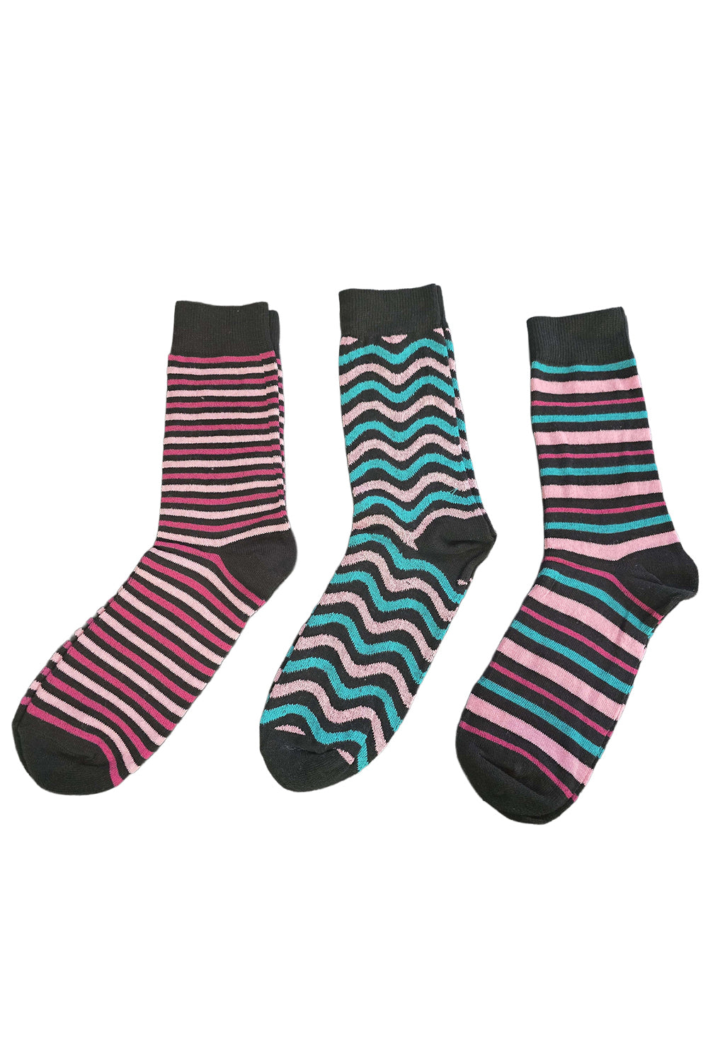 Ladies Vibrant Ziggy Chevron Stripe Cotton Socks 3 Pack