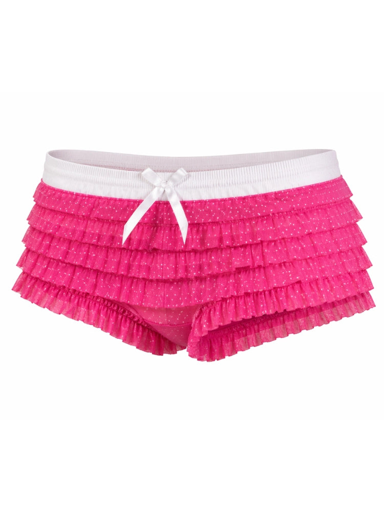 Ladies Fuchsia White Ruffle Knickers