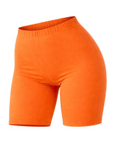 Ladies Orange Microfibre Cycling Shorts For Sports & Gym