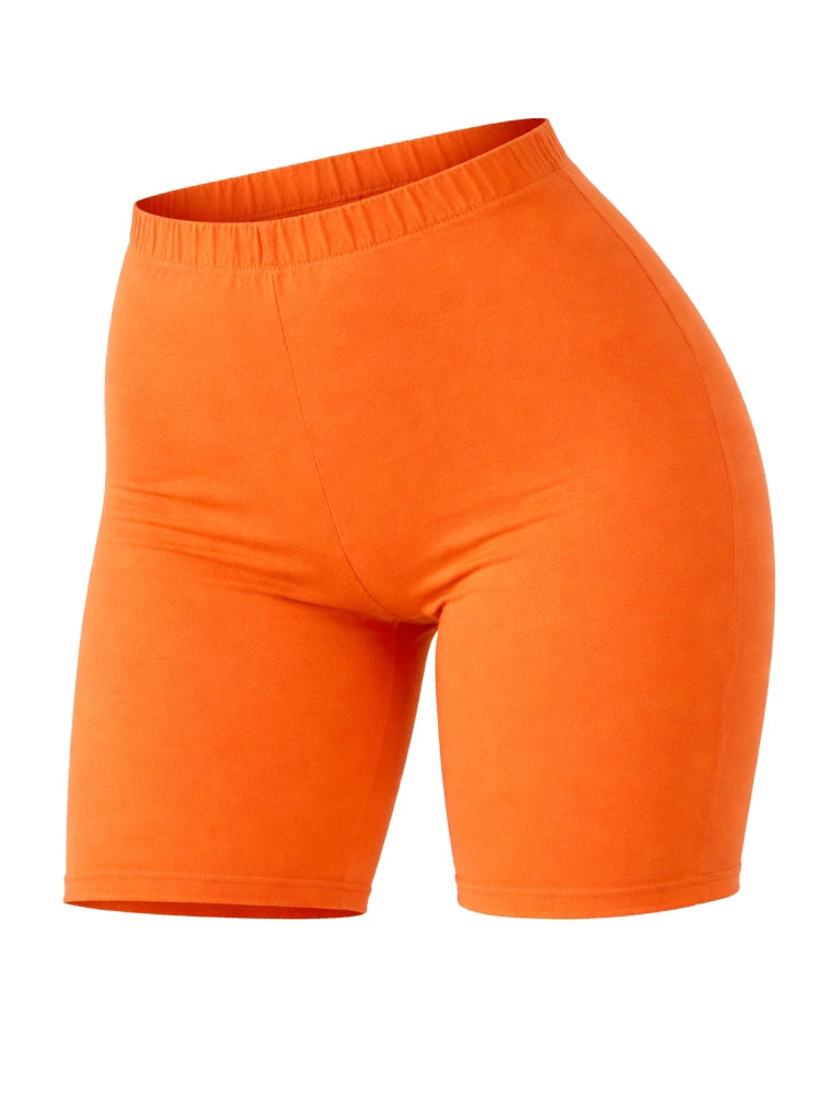Ladies Orange Microfibre Cycling Shorts For Sports & Gym