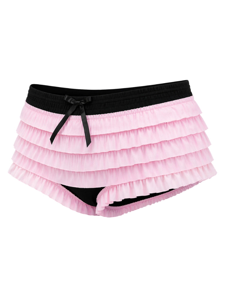 Ladies Pink & Black Ruffle Knickers