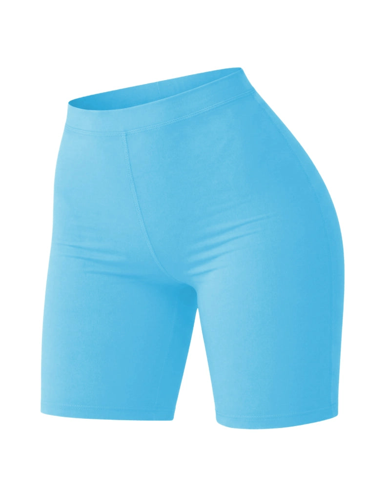 Ladies Turquoise Microfibre Cycling Shorts For Sports & Gym