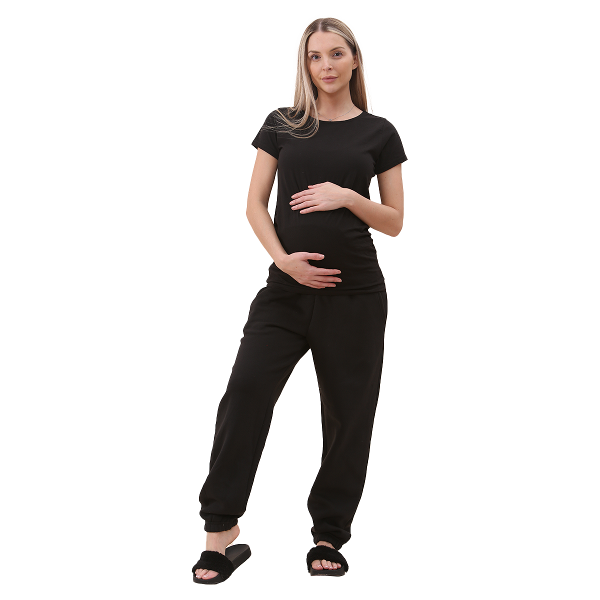 Women's Pregnancy Fleece Joggers Ankle Length Maternity Pant