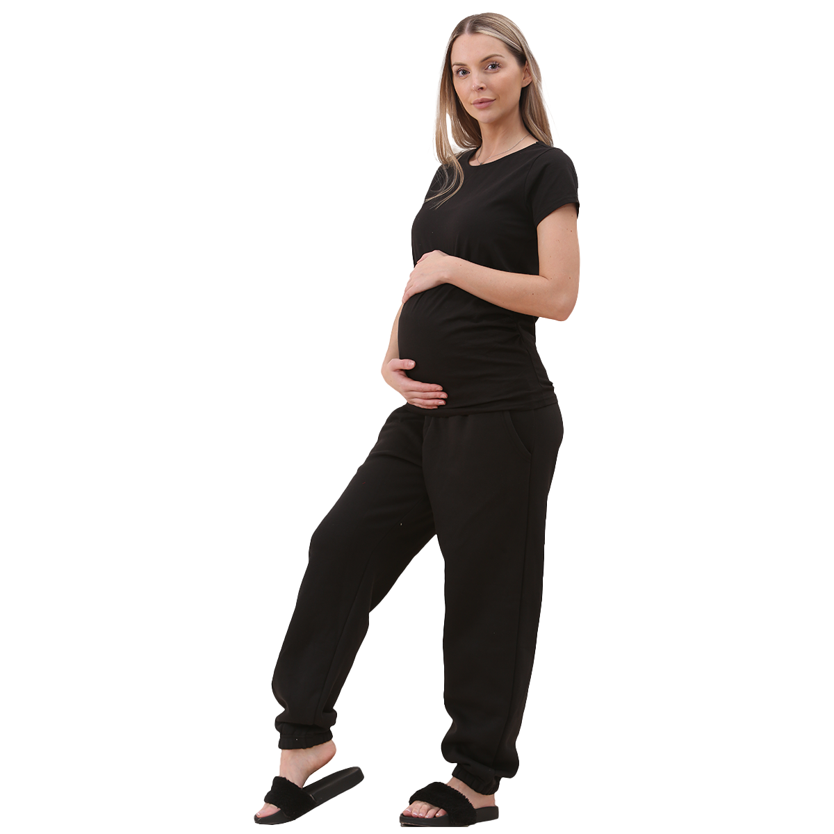 Women's Pregnancy Fleece Joggers Ankle Length Maternity Pant