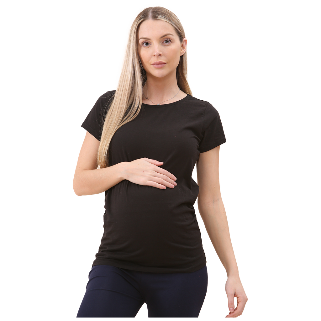 Women's Maternity T-shirt Plain Round Neck Short Sleeve Top