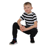 Kid's Stripe Crew Neck Basic Short Sleeves Cotton T-Shirt