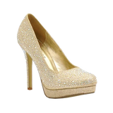 Women High Heel Sparkly Diamante Party Bridal Court Shoes