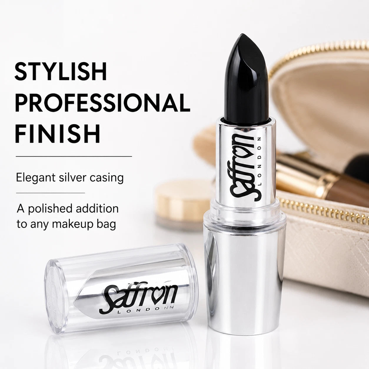 Long-Lasting Bold Black Lipstick, Gothic Halloween Lip Makeup