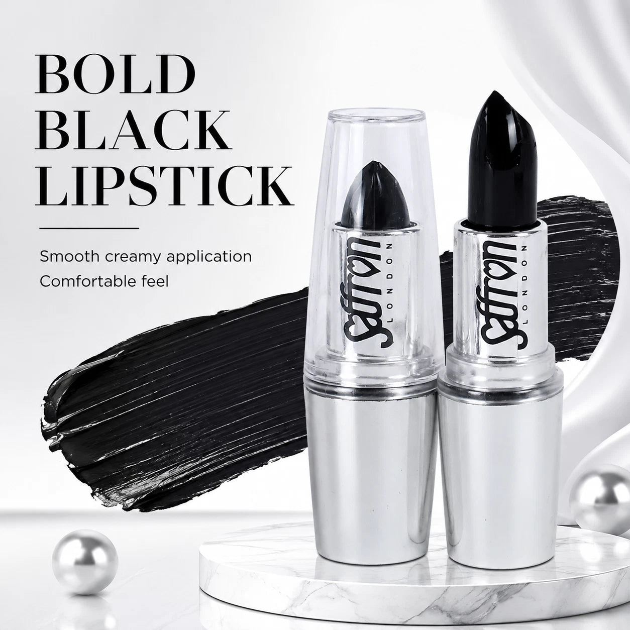 Long-Lasting Bold Black Lipstick, Gothic Halloween Lip Makeup