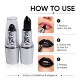 Long-Lasting Bold Black Lipstick, Gothic Halloween Lip Makeup