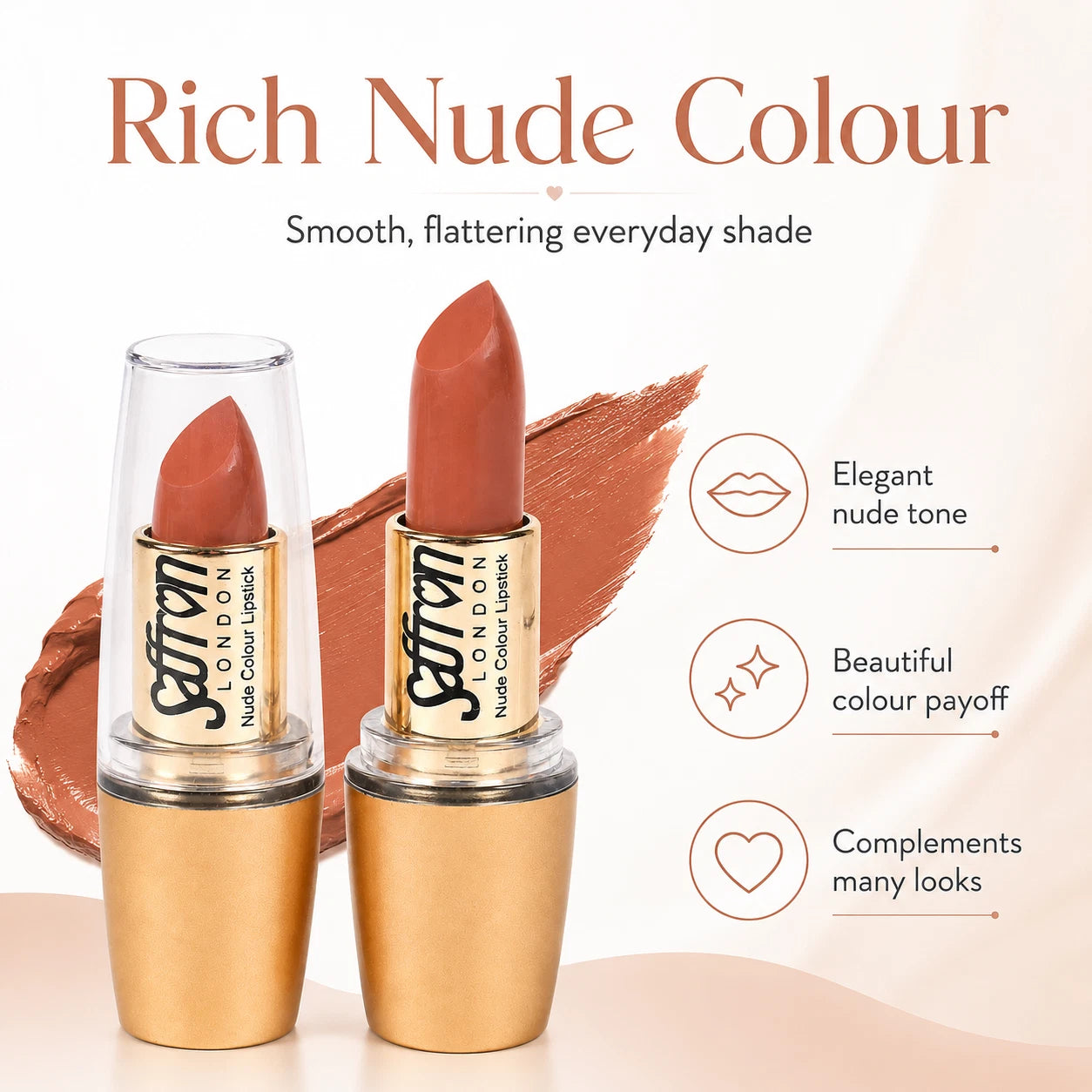 Long-Lasting Matte Nude Lipstick Makeup, 12 Shades