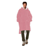 Men Pink Teddy Fabric Blanket Hoodie