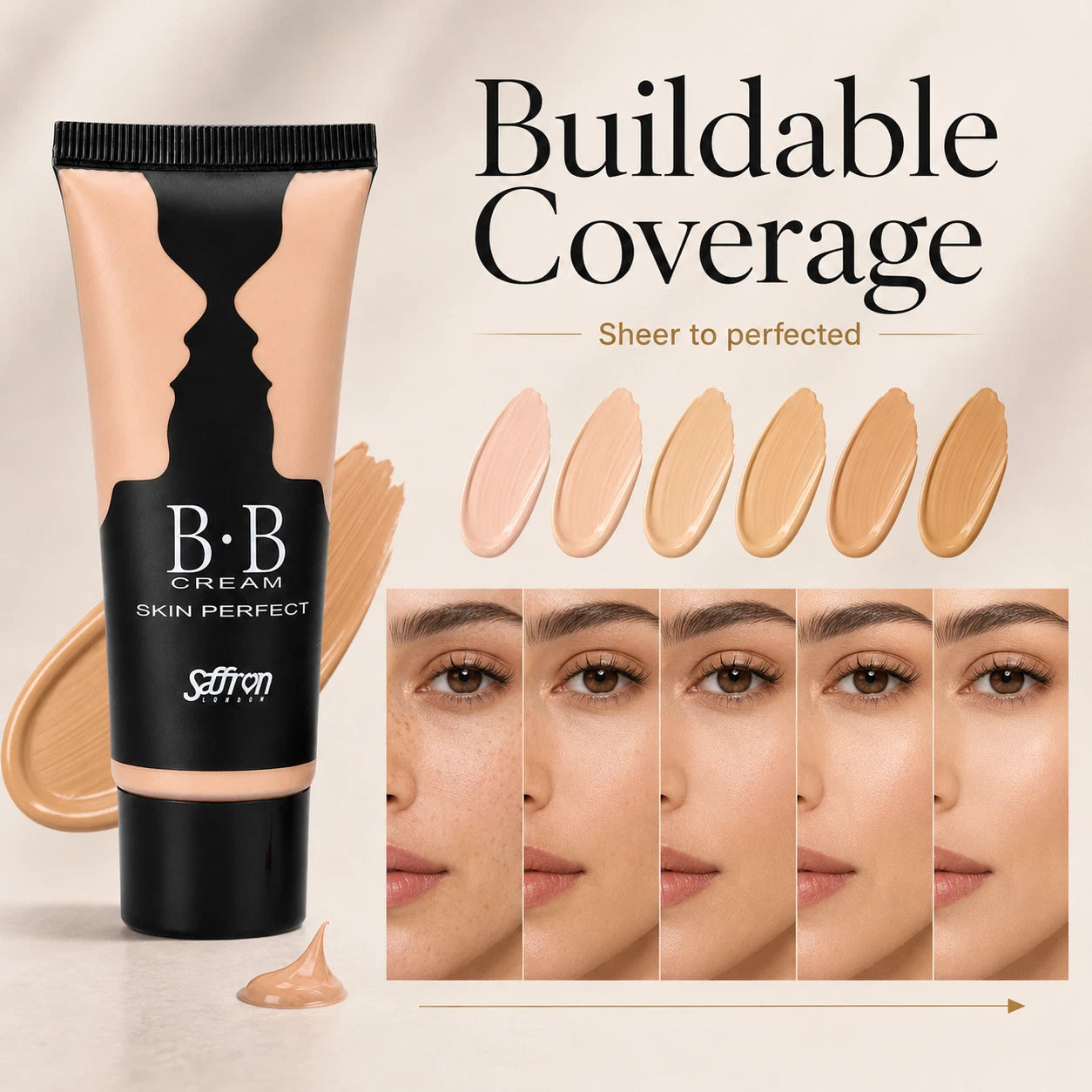 Moisturising BB Cream Face Makeup, Natural Finish, 6 Shades