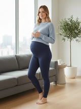 Women's Navy Maternity Leggings Stretchy Cotton Breathable Tights