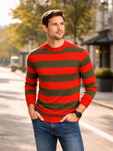 Adult Stripe Crew Neck Full Sleeves Casual Cotton T-Shirt