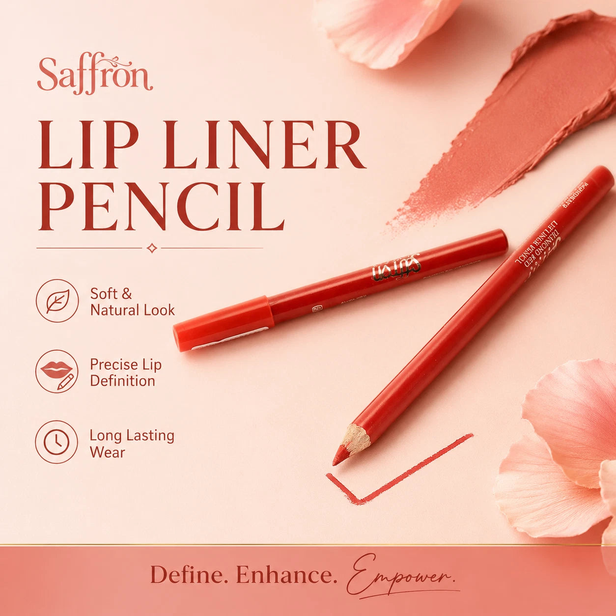 Long-Lasting Lip Liner Pencil Makeup, Red & Wine Shades