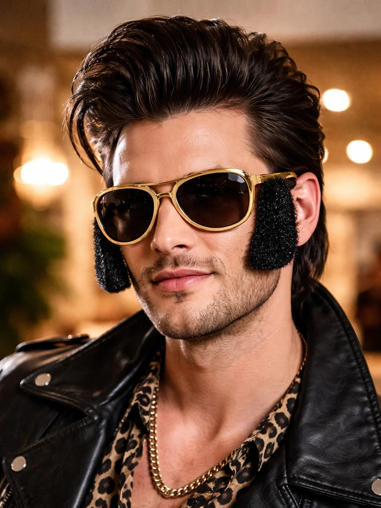 Gold Sunglasses with Sideburns