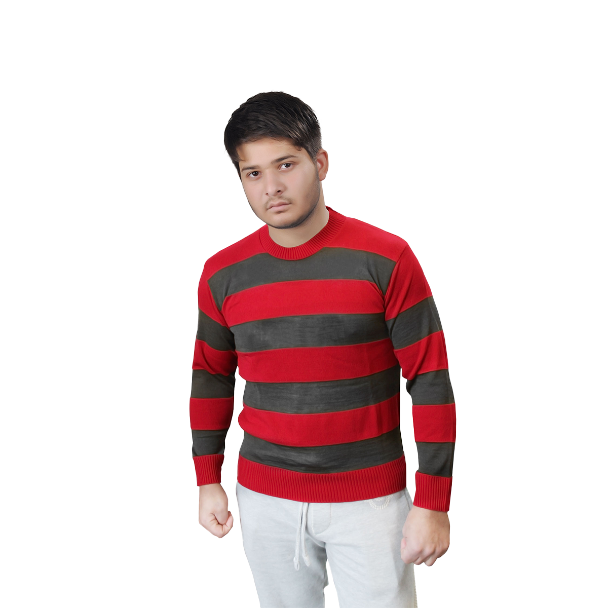 Adult Stripe Knitted Jumper Long Sleeve Pullover Sweatshirt