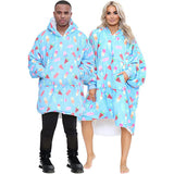 Adult Unisex Blue Food Print Lolly Hoodie Blanket