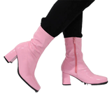 Women's Go Go Boots Mid Calf Block Heel Zipper Boot