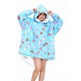 Children's Blue Food Print Lolly Hoodie Blanket