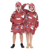 Children's Red Christmas Oversized Snuggle Warm Cosy Naughty Dog Hoodie Blanket