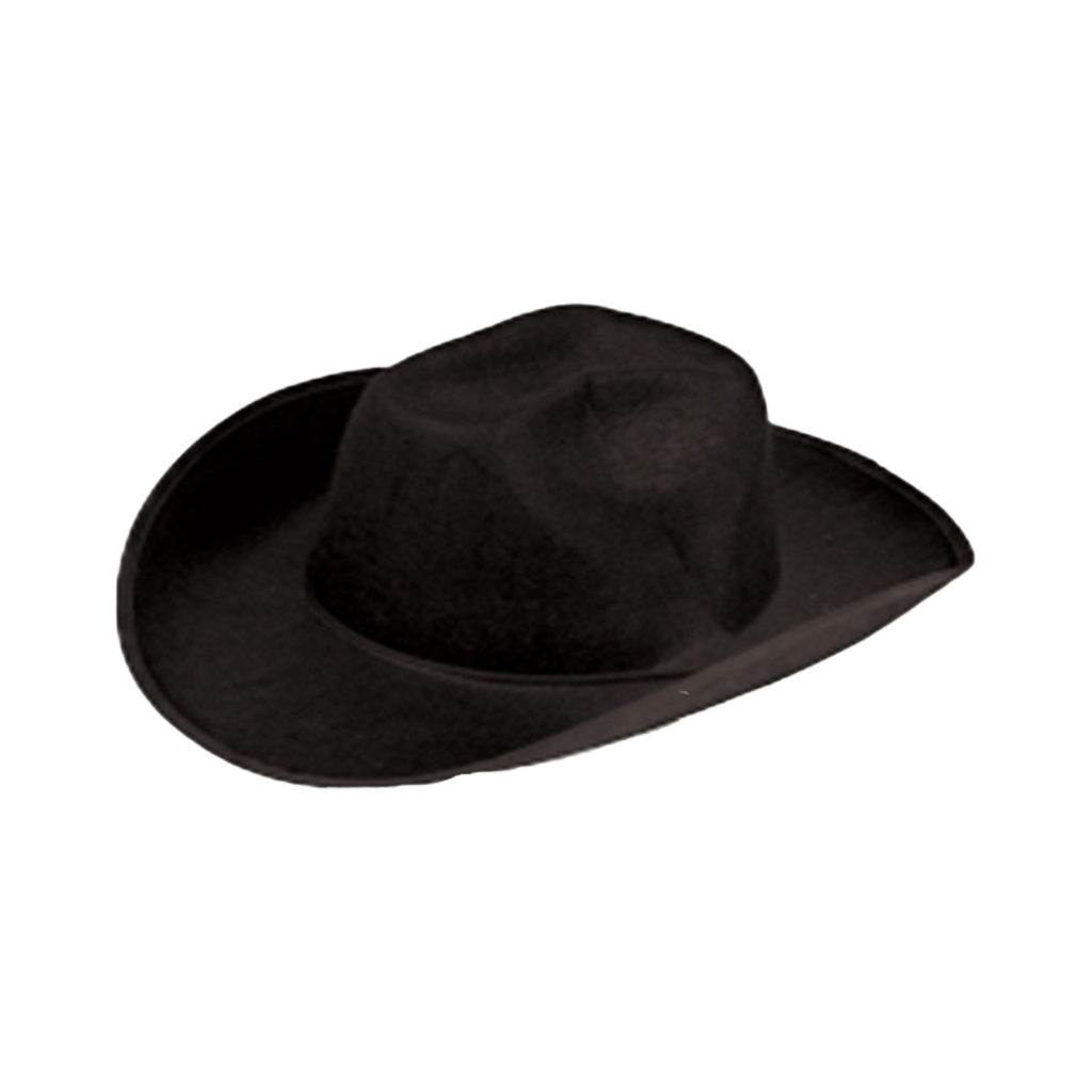Adult Black Western Felt Rolled Up Brim Cowboy Hat