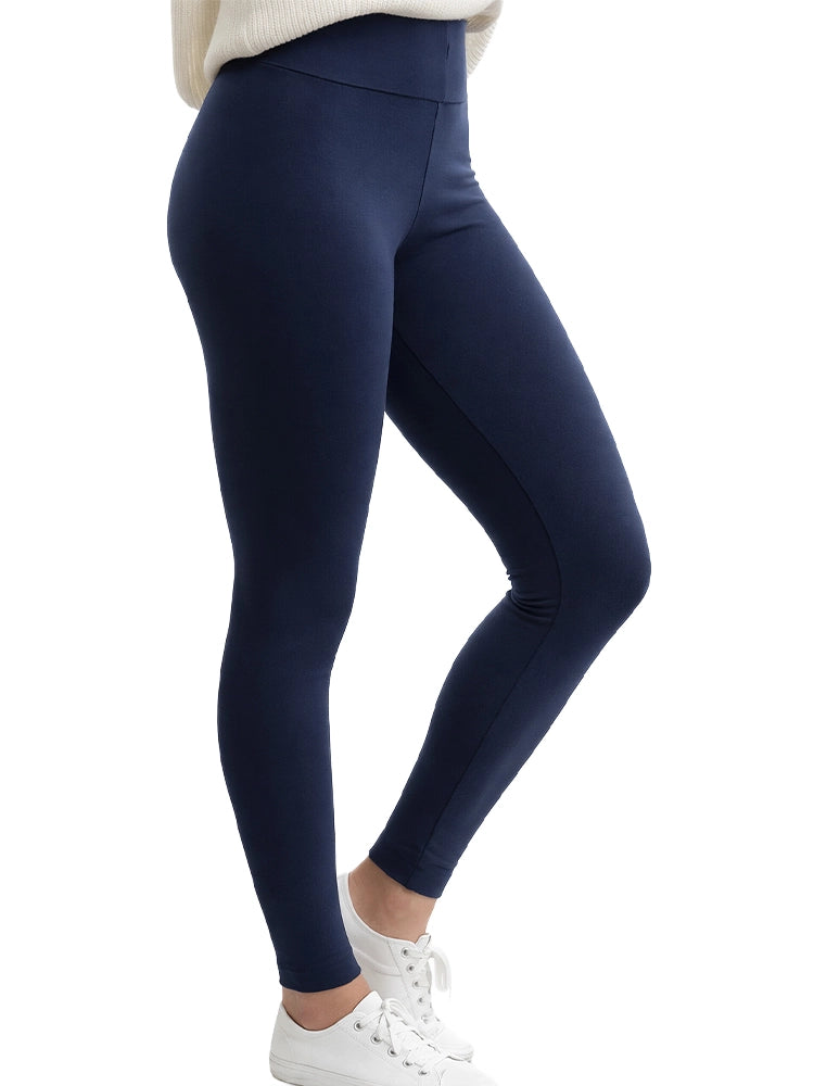 Women's High Waist Full Length Navy Cotton Leggings