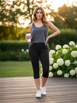 Womens 3/4 Length Cotton Capri Leggings Stretchy Soft Tights