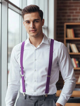 Adjustable Men's Suspenders Plain Braces With Strong Metal Clips