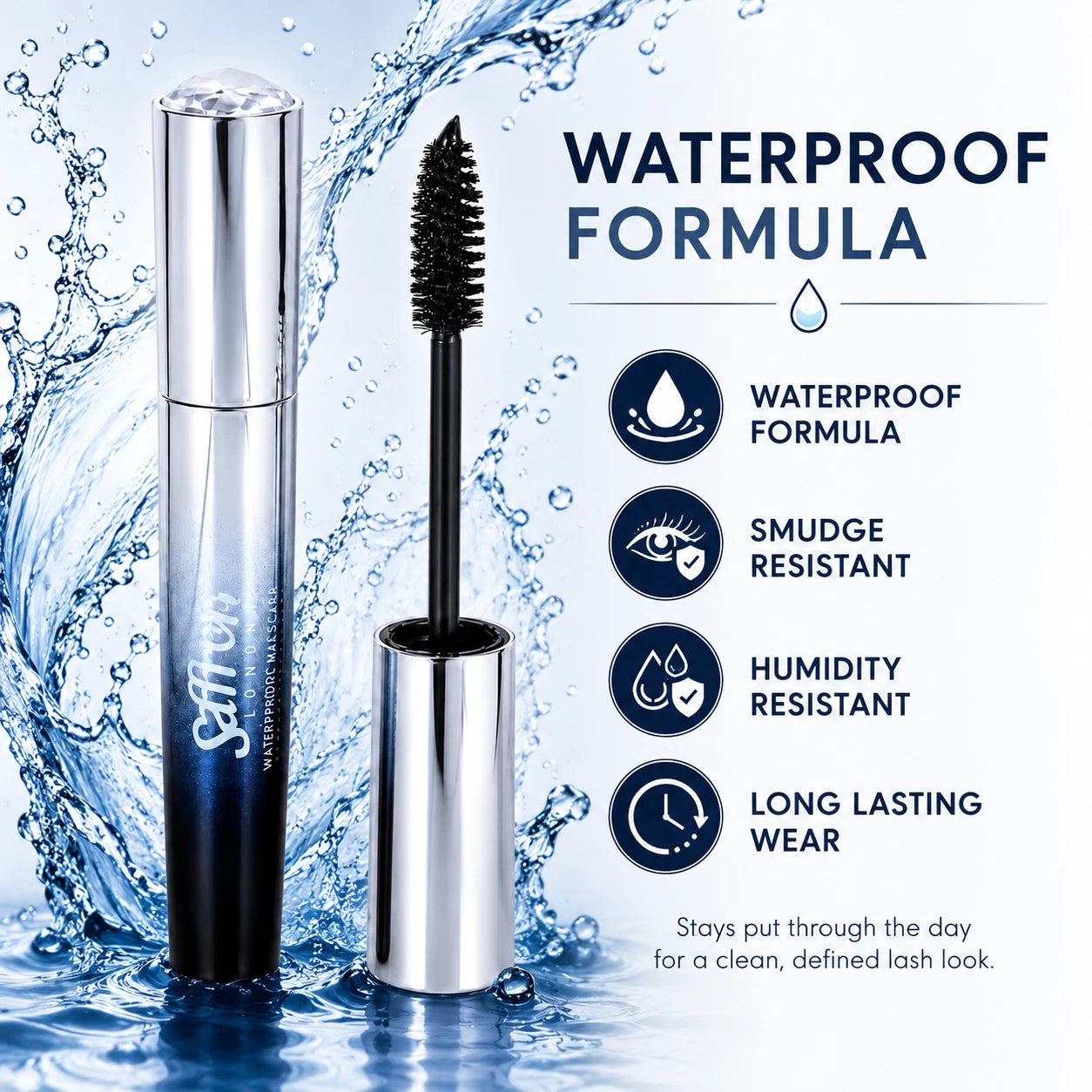 Waterproof Black Mascara, Volumising & Lengthening Eye Makeup 10ml