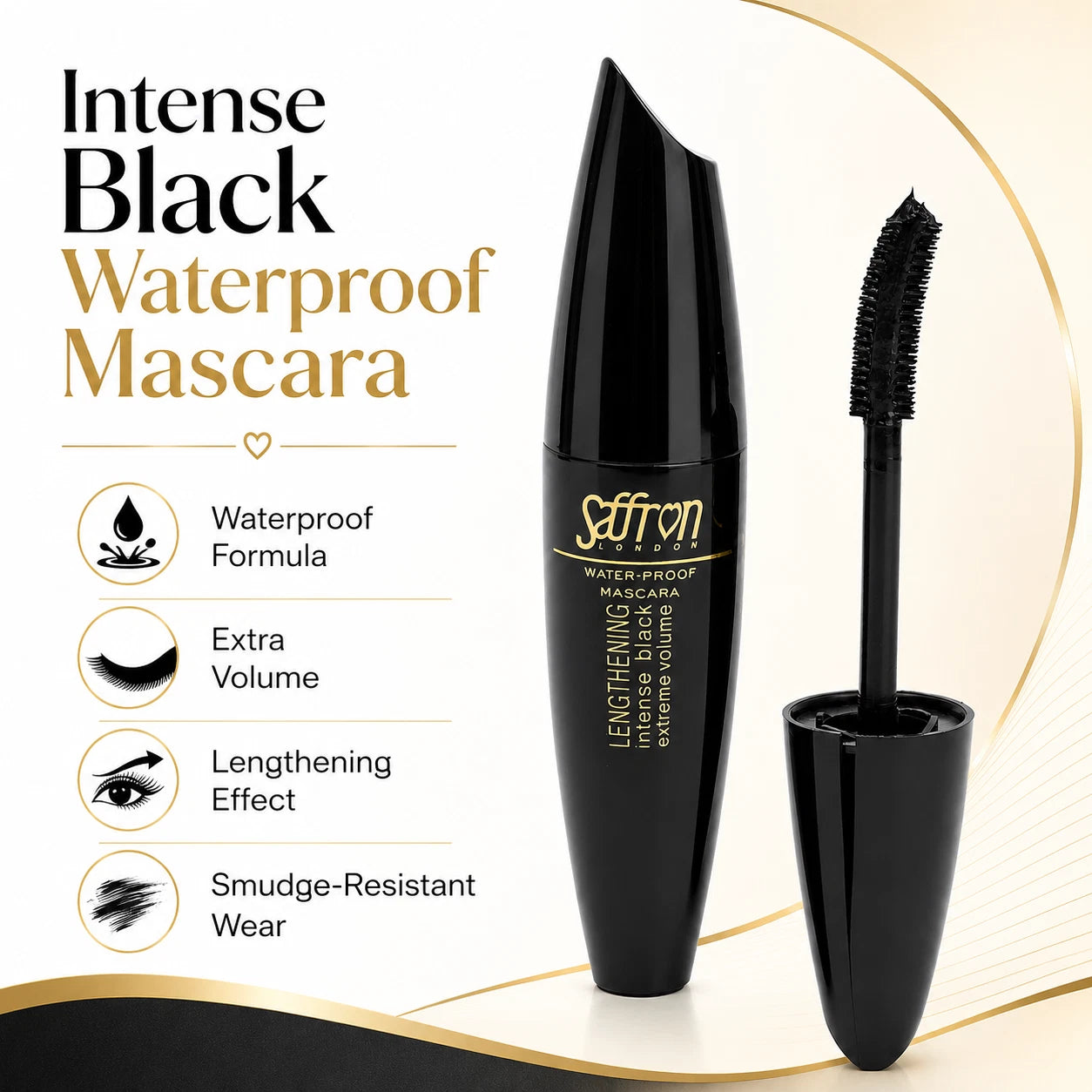 Waterproof Intense Black Lengthening & Extra Volume Mascara