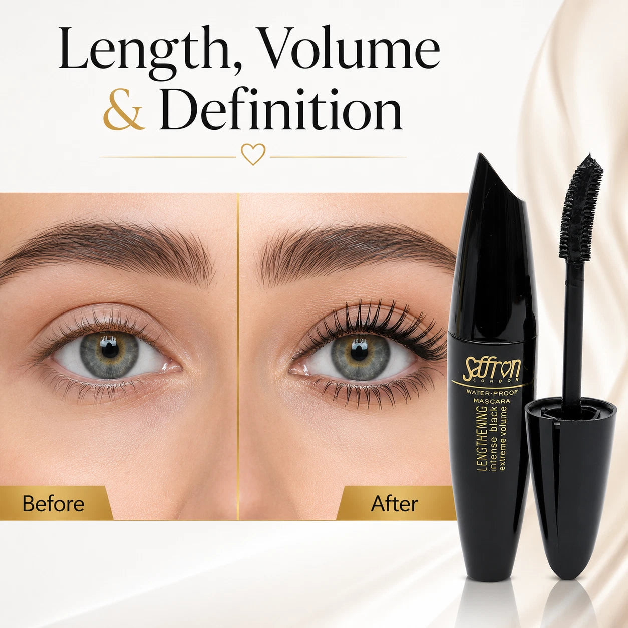 Waterproof Intense Black Lengthening & Extra Volume Mascara