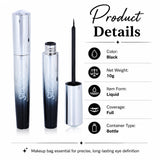 Waterproof Black Liquid Eyeliner, Long-Lasting Smudge-Resistant Eye Makeup