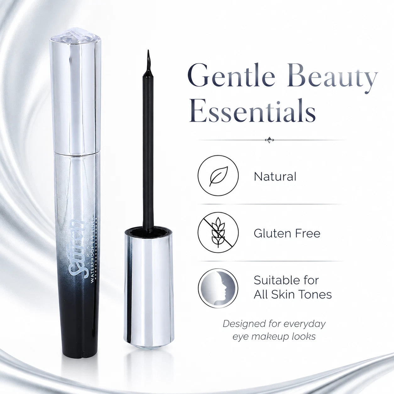 Waterproof Black Liquid Eyeliner, Long-Lasting Smudge-Resistant Eye Makeup