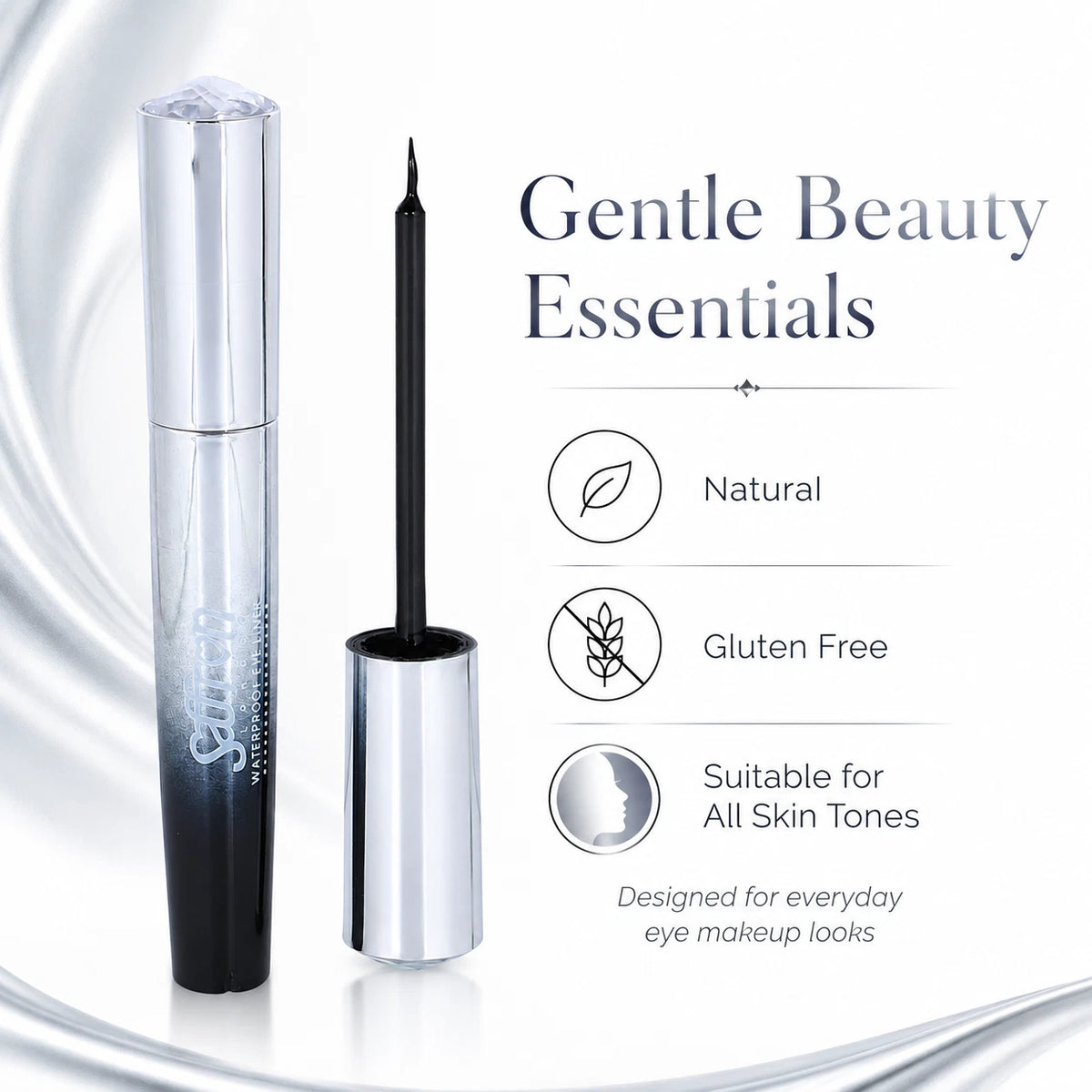 Waterproof Black Liquid Eyeliner, Long-Lasting Smudge-Resistant Eye Makeup