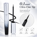 Waterproof Black Liquid Eyeliner, Long-Lasting Smudge-Resistant Eye Makeup