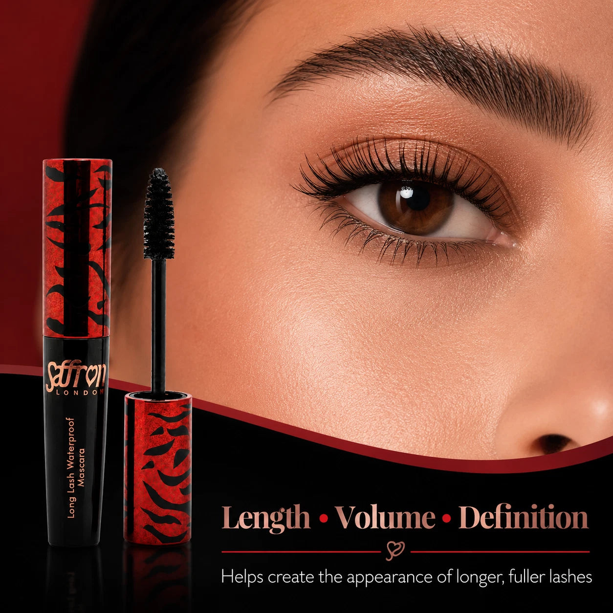 Waterproof Long Lash Black Mascara, Long-Lasting Eye Makeup 6ml