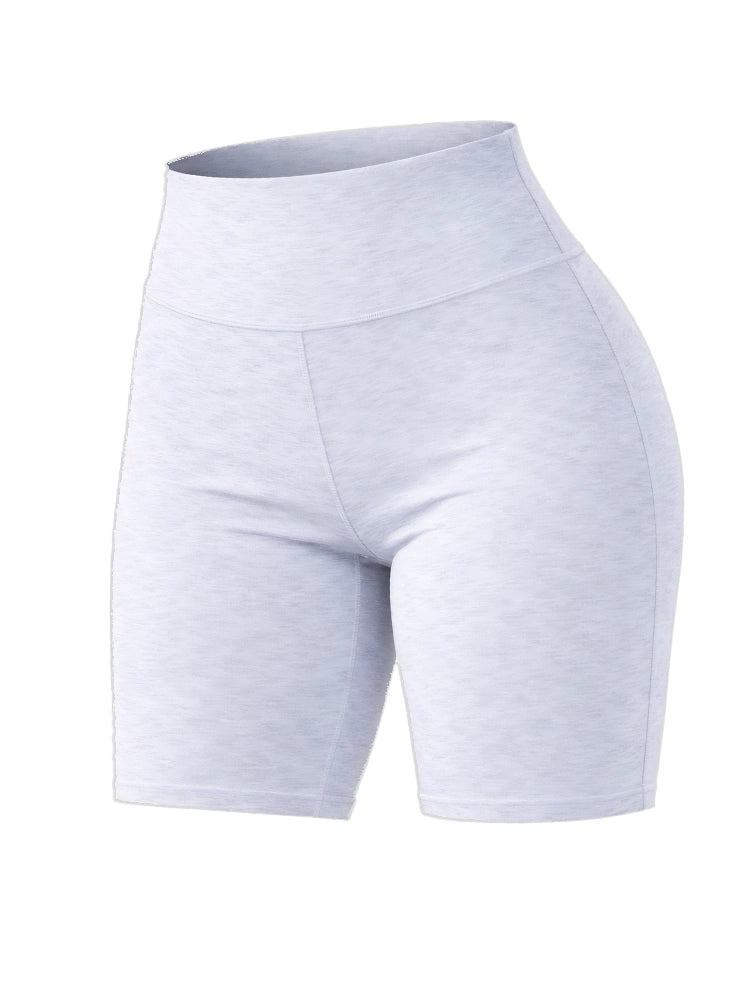 White athletic shorts on a white background. Women’s Cotton Elastic Stretch Breathable Light Grey Cycling Shorts