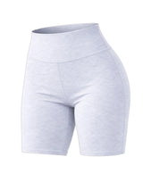 White athletic shorts on a white background. Women’s Cotton Elastic Stretch Breathable Light Grey Cycling Shorts