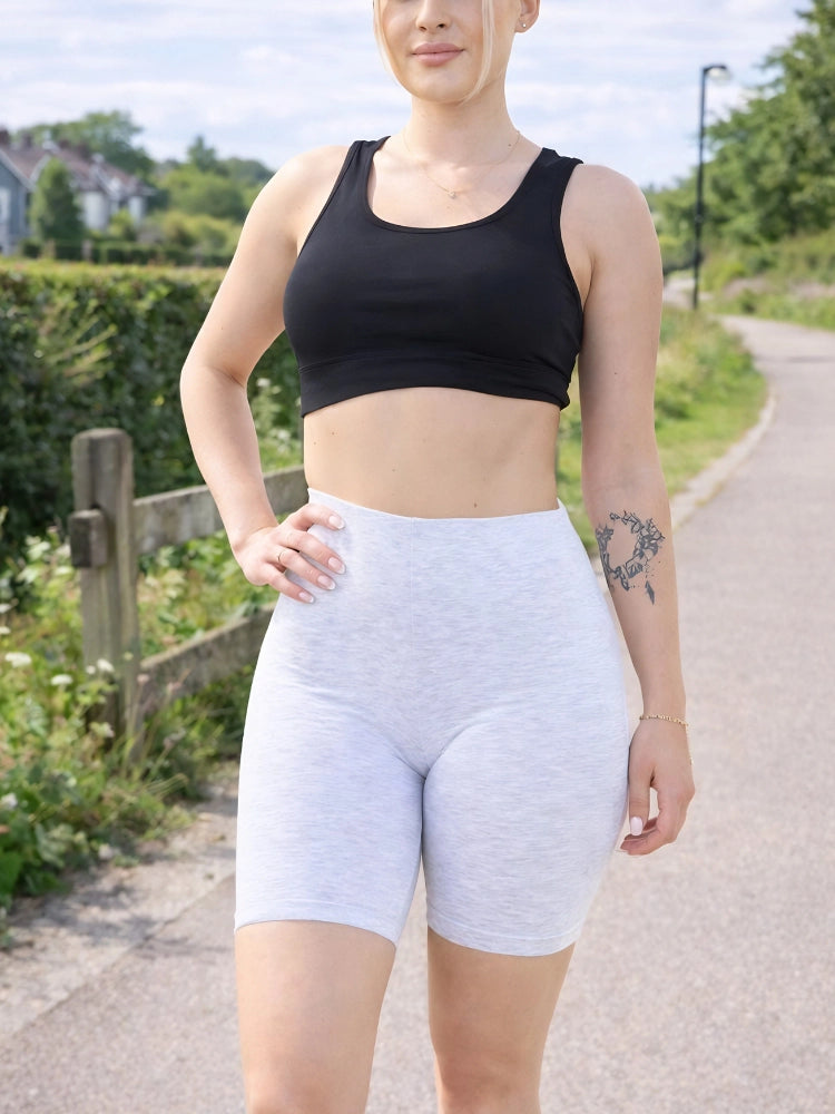Women’s Cotton Elastic Stretch Breathable Light Grey Cycling Shorts