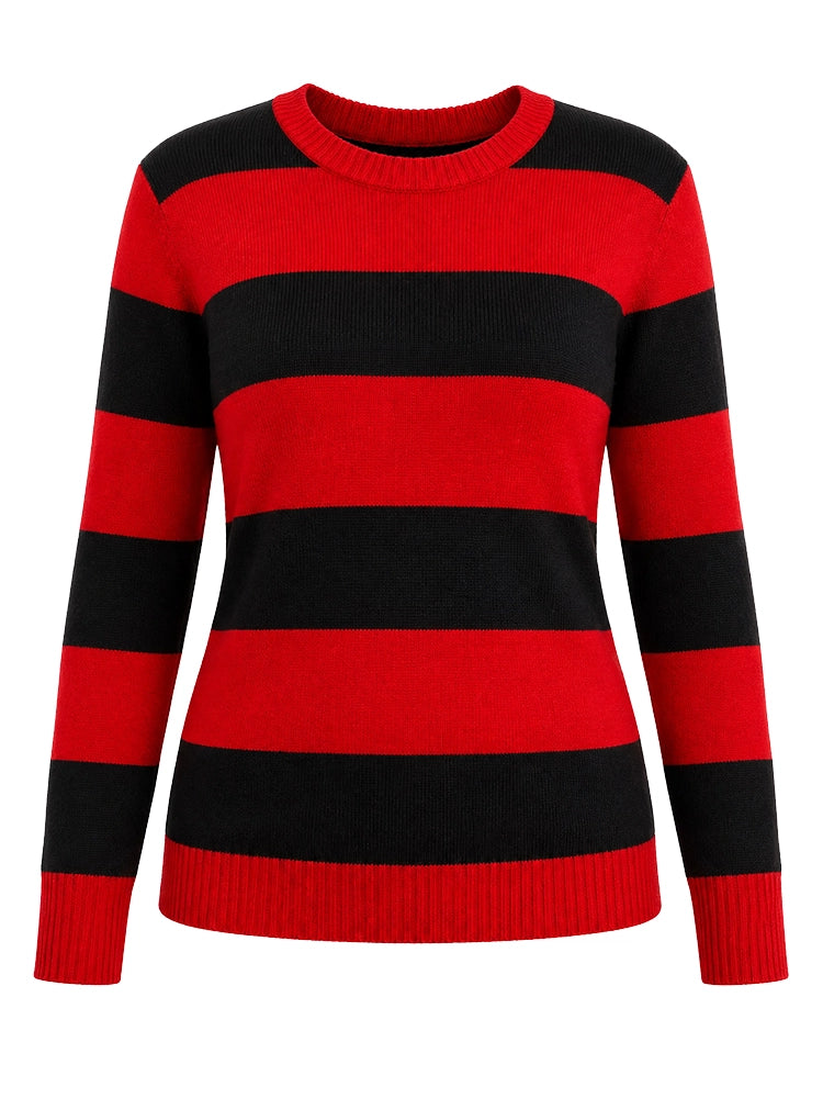 Women’s Red & Black Stripe Knitted Jumper